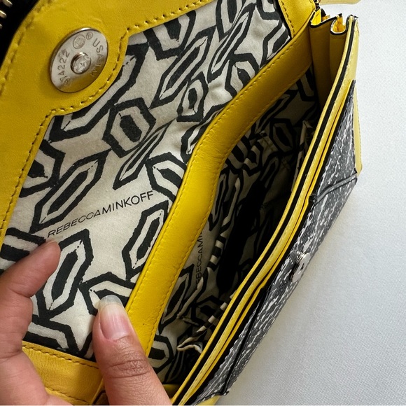 Rebecca Minkoff crossbody envelope purse in yellow with animal print detail - Picture 6 of 11